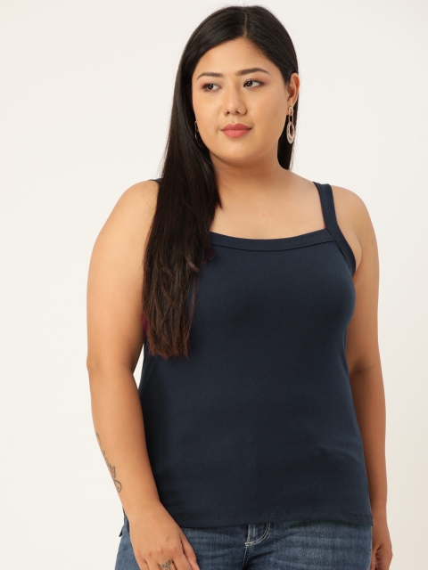 

Revolution Plus Size Navy Blue Regular Top
