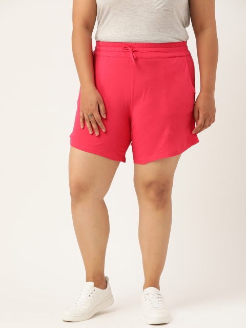 

Revolution Women Plus Size Pink Solid Pure Cotton Regular Fit Shorts