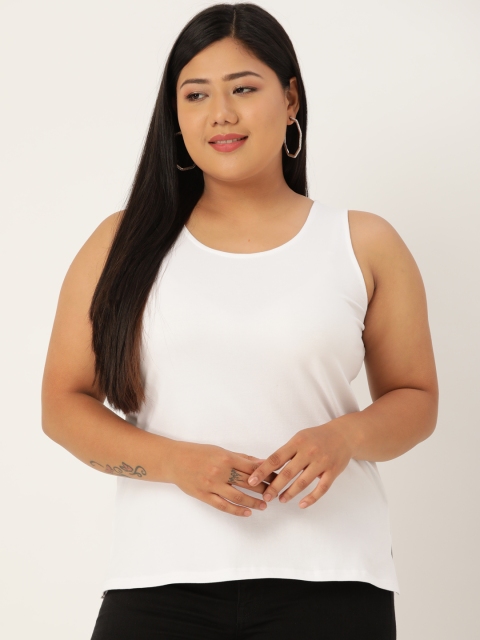 

Revolution Plus Size White Solid Regular Top
