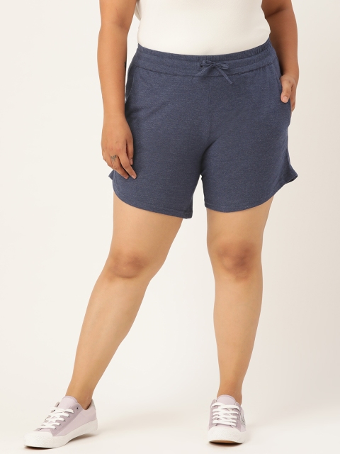 

Revolution Women Navy Blue Pure Cotton Solid Regular Fit High Rise Shorts