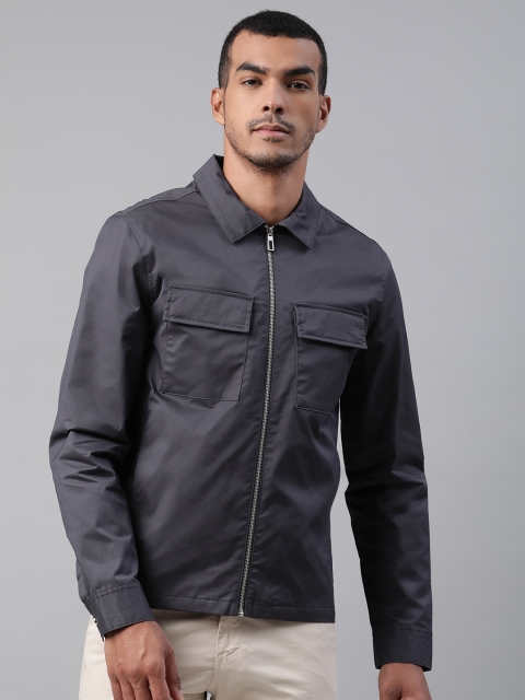 

Marks & Spencer Men Charcoal Grey Solid Stormwear Bomber Jacket