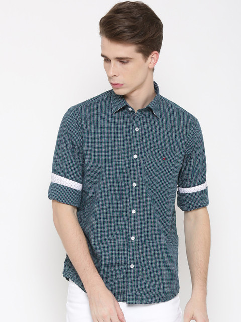 

Louis Philippe Sport Men Navy Tailored Fit Checked Casual Shirt, Navy blue