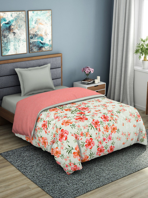 

SPACES Green & Pink Floral AC Room 150 GSM Single Bed Quilt
