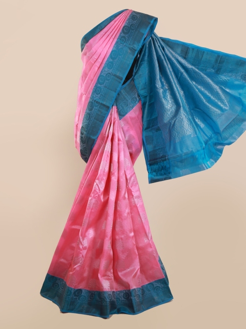 

Pothys Pink & Blue Pure Silk Woven Design Kanjeevaram Saree