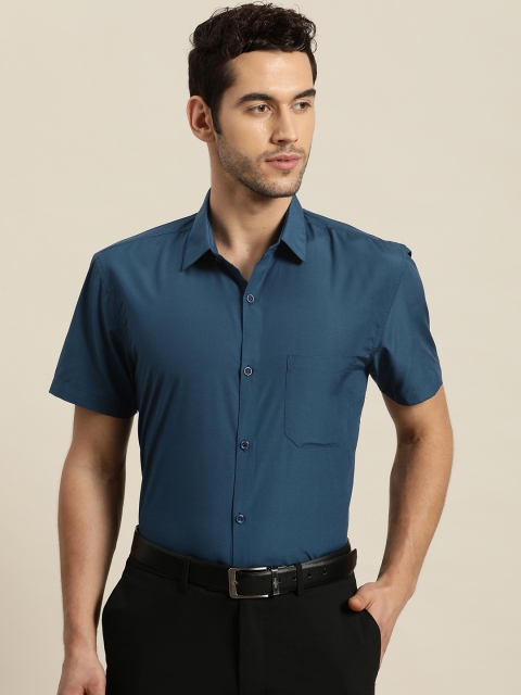 

SOJANYA Men Teal Blue Classic Regular Fit Solid Formal Shirt