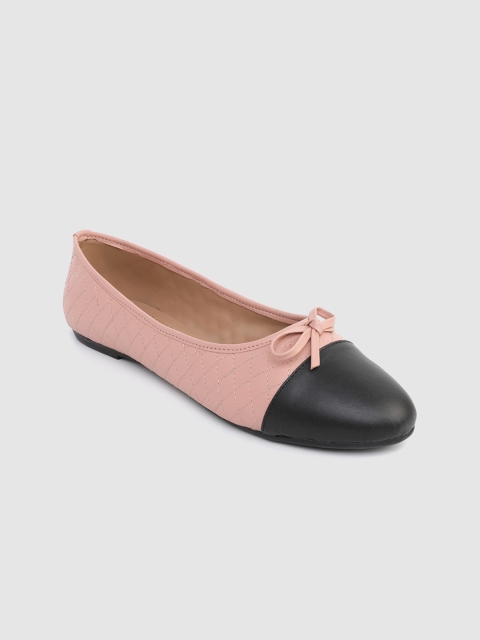 

DressBerry Women Pink & Black Quilted Colourblocked Ballerinas