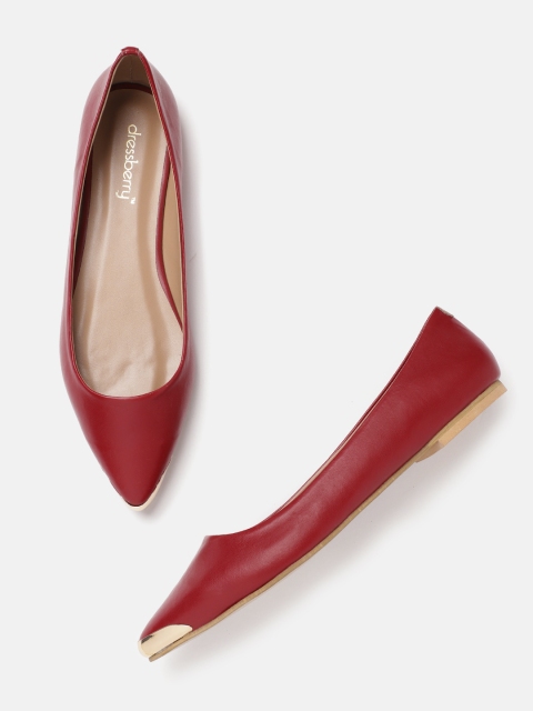 

DressBerry Women Maroon Solid Ballerinas