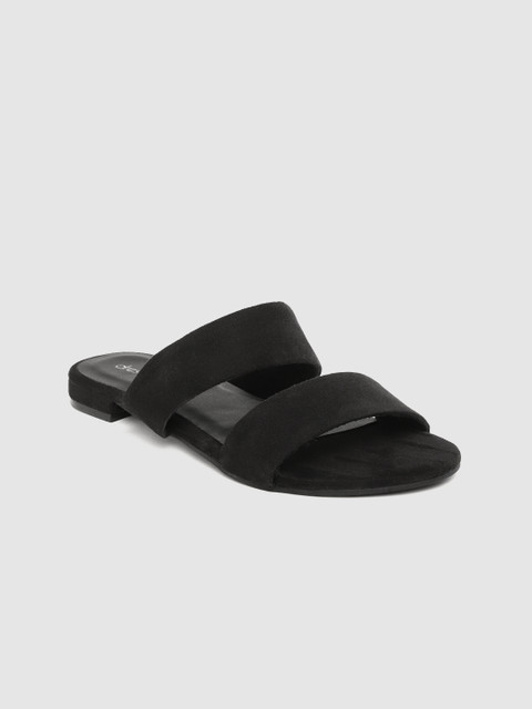 

DressBerry Women Black Solid Open Toe Flats