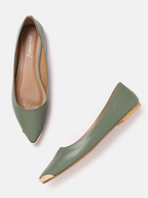 

DressBerry Women Olive Green Solid Ballerinas