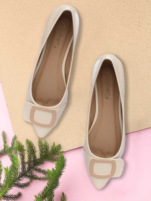 

DressBerry Women Beige Solid Ballerinas