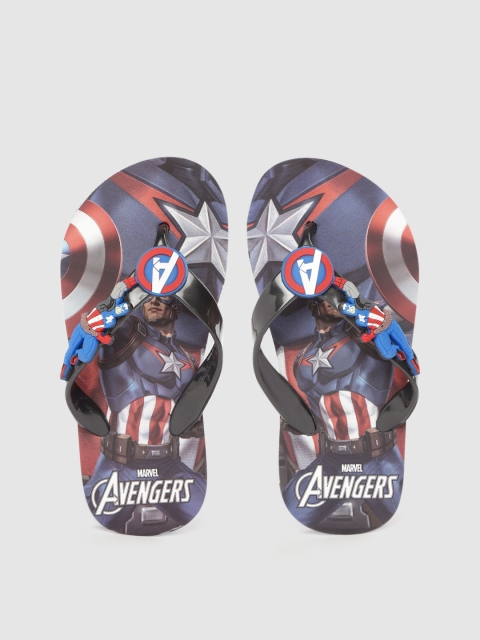 

toothless Boys Black & Navy Blue Marvel Avengers Captain America Print Thong Flip-Flops