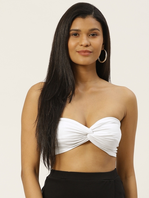 

Besiva White Twisted Crop Bralette Top