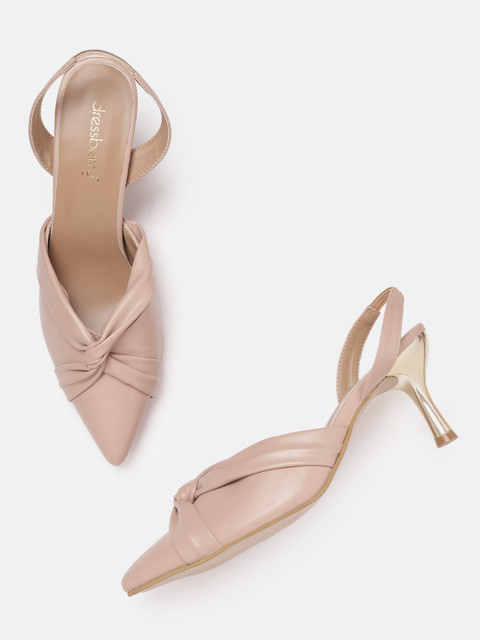 

DressBerry Nude-Coloured Solid Pumps with Knot Detail