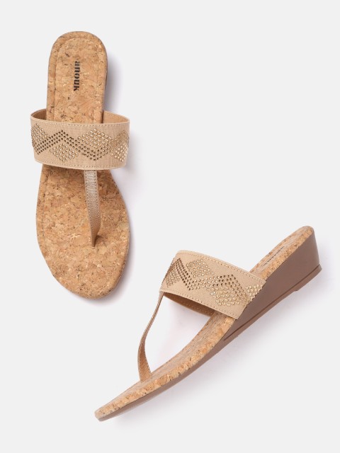 

Anouk Women Brown & Gold-Toned Embellished Wedges