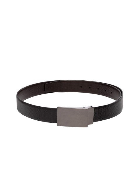 

Teakwood Leathers Men Black Textured Reversible Belt