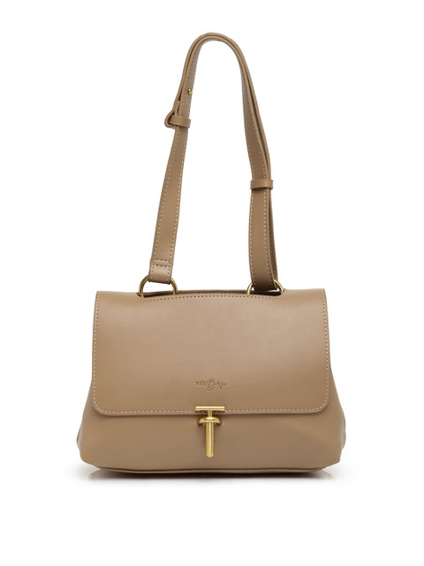 

MIO Borsa Beige Solid Pure Vegan Leather Sustainable Shoulder Bag - LOUISE