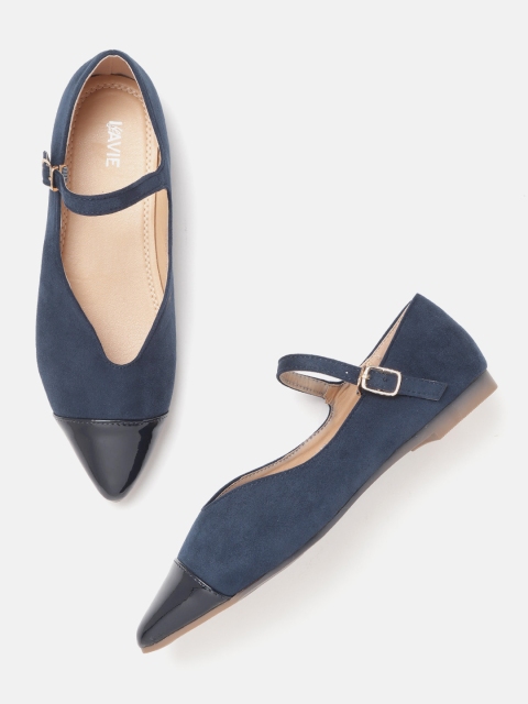 

Lavie Women Navy Blue Solid Suede Finish Ballerinas