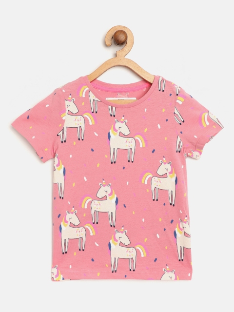 

Marks & Spencer Girls Pink & Beige Unicorn Print Pure Cotton Sustainable T-shirt