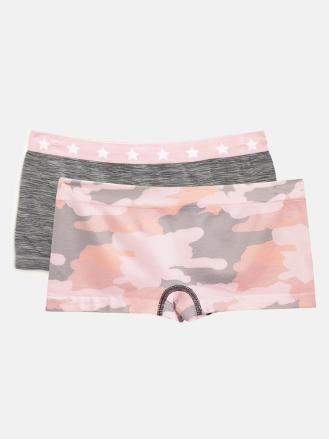 

Marks & Spencer Girls Pack of 2 Printed Boy Shorts T713610SMALLOW, Pink