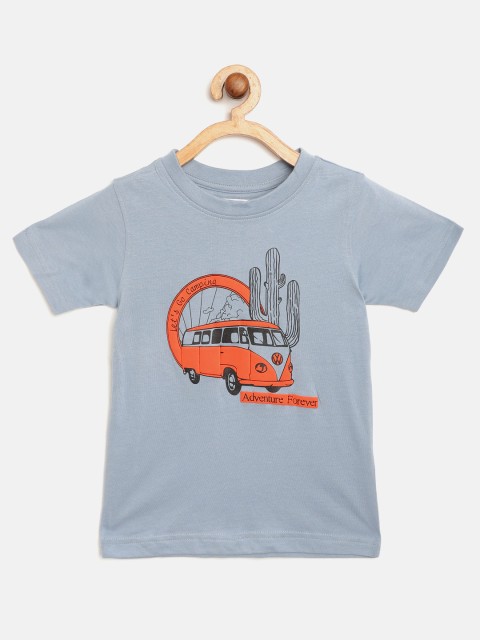 

Marks & Spencer Boys Grey & Orange Pure Cotton Bus Print Round Neck Sustainable T-shirt