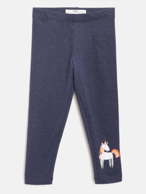 

Marks & Spencer Girls Blue Ankle-Length Sustainable Leggings with Unicorn Print Detail