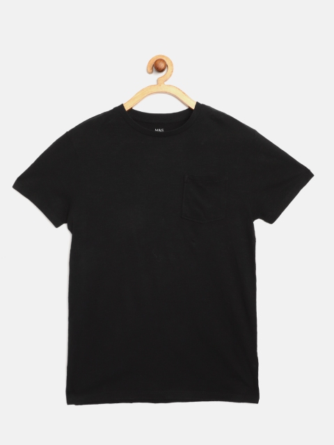 

Marks & Spencer Boys Black Pure Cotton Solid Round Neck Sustainable T-shirt