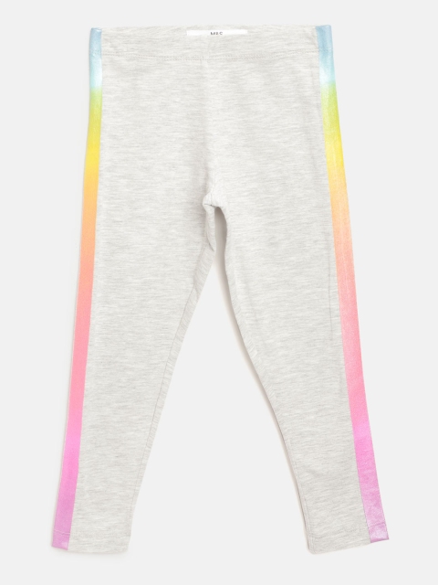 

Marks & Spencer Girls Grey Melange Ankle-Length Sustainable Leggings with Side Taping