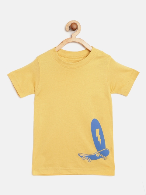 

Marks & Spencer Boys Mustard Yellow & Blue Pure Cotton Printed Detail Sustainable T-shirt