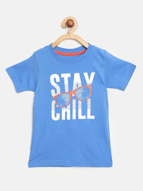

Marks & Spencer Boys Blue & White Pure Cotton Printed Round Neck Sustainable T-shirt