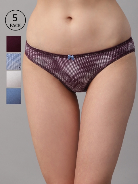 

Marks & Spencer Women Pack of 5 Low-Rise Bikini Briefs T614036X, Burgundy