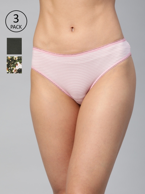 

Marks & Spencer Women Pack Of 3 Bikini Briefs T614012KGREEN MIX, Pink