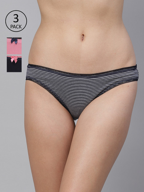 

Marks & Spencer Women Pack Of 3 Bikini Briefs T614322K, Navy blue