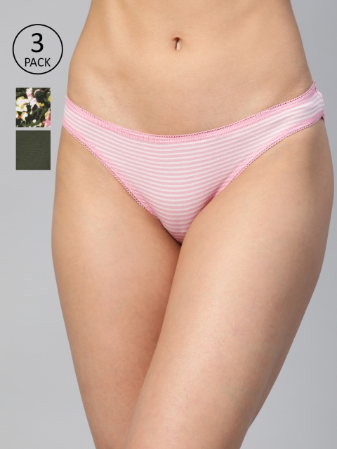 

Marks & Spencer Women Pack Of 3 Bikini Briefs T614011KGREEN MIX, Pink