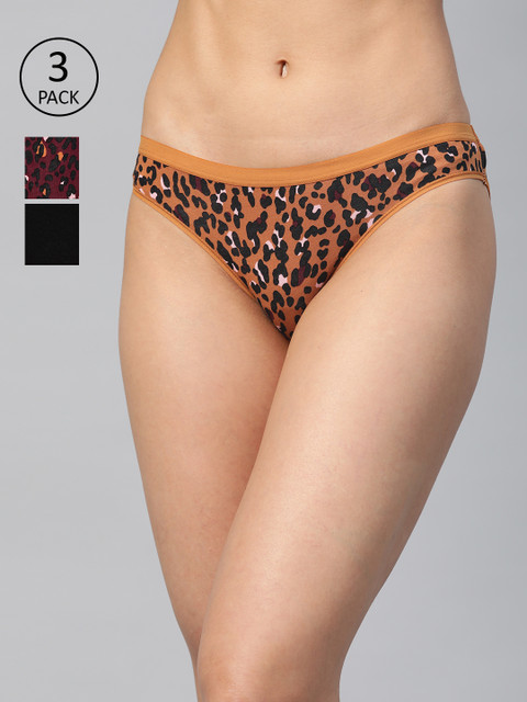 

Marks & Spencer Women Pack of 3 Printed Basic Briefs T614009, Brown