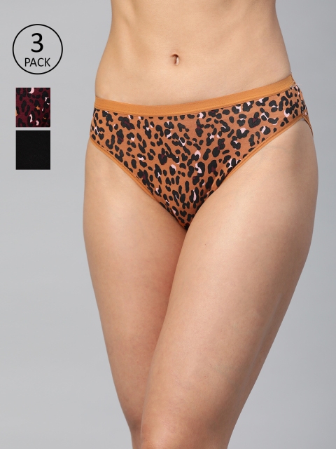 

Marks & Spencer Women Pack of 3 Printed Basic Briefs T614004, Brown
