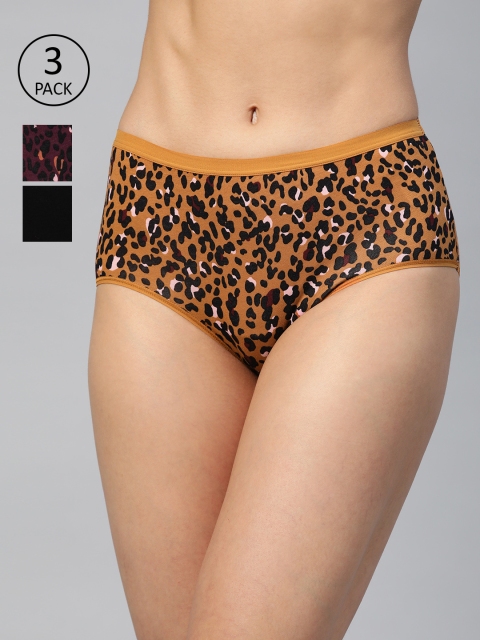 

Marks & Spencer Women Pack Of 3 Hipster Briefs T614007KBROWN MIX, Black