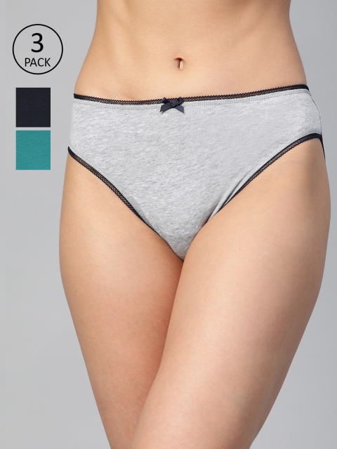 

Marks & Spencer Women Pack Of 3 Solid Hipster Briefs T614015KBLUE MIX, Green