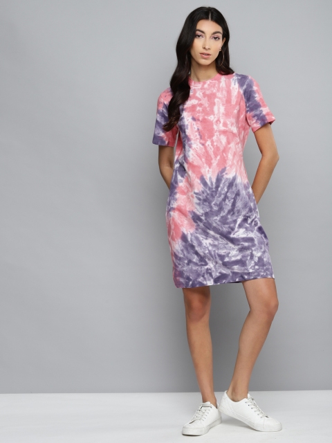 

Femella Women Pink & Purple Dyed T-shirt Dress