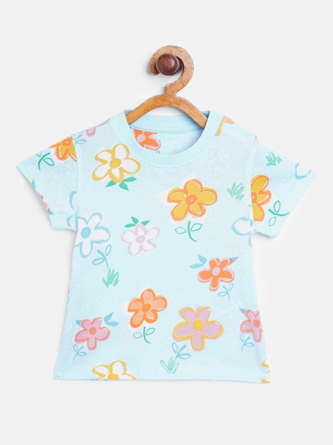 

Marks & Spencer Kids Blue & Pink Organic Cotton Floral Print Sustainable T-shirt