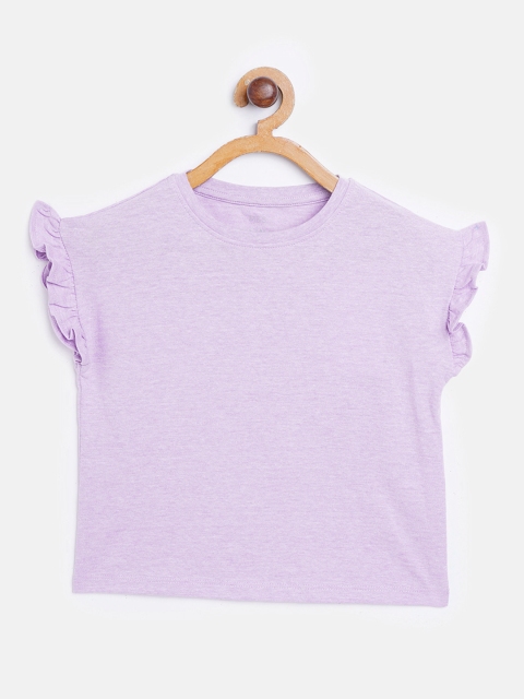 

Marks & Spencer Girls Lavender Sustainable Solid Extended Sleeves Boxy Top