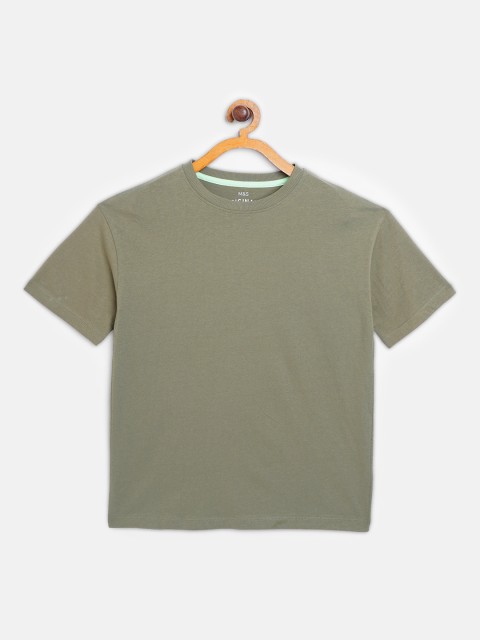 

Marks & Spencer Boys Olive Green Sustainable Solid Pure Cotton Round Neck T-shirt