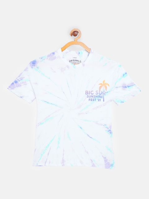 

Marks Spencer Boys White Blue Dyed Organic Cotton T-shirt