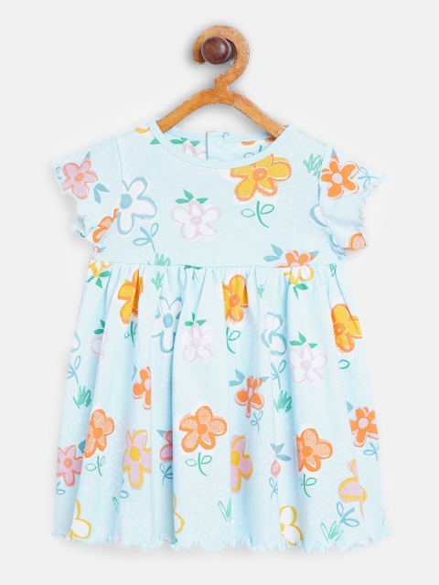 

Marks & Spencer Girls Blue & White Floral Print Organic Cotton A-Line Dress