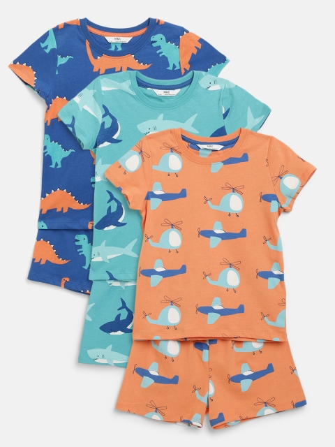 

Marks & Spencer Boys Pack of 3 Printed Pure Cotton Night Suits, Multi