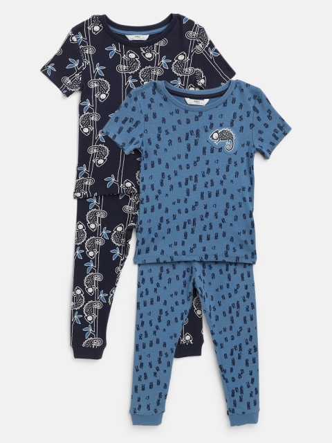 

Marks & Spencer Boys Pack of 2 Blue Sustainable Pure Cotton Night Suits
