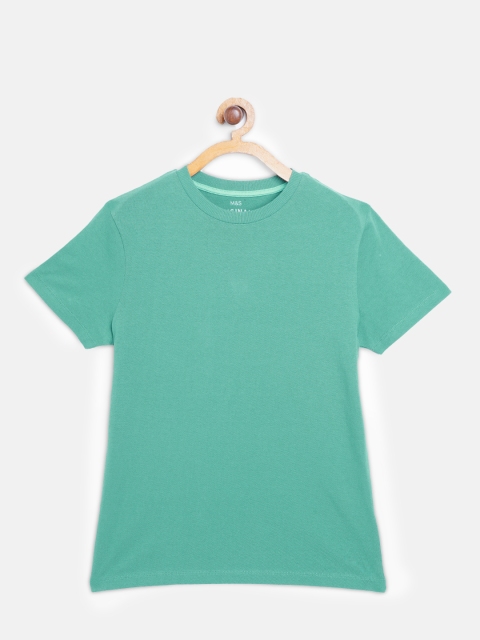 

Marks & Spencer Boys Sea Green Sustainable Solid Pure Cotton Round Neck T-shirt