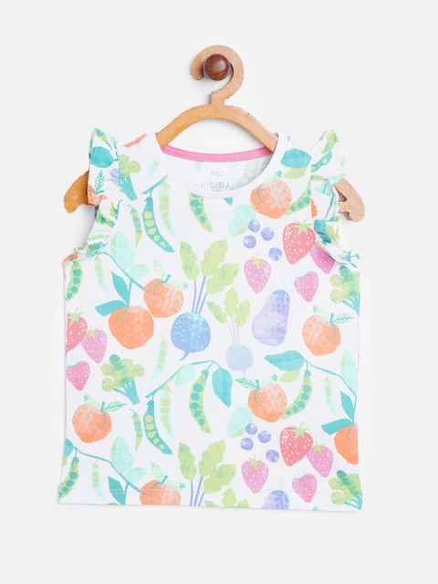 

Marks & Spencer Girls Multicoloured Sustainable Printed Flutter Sleeves Pure Cotton Top, Multi