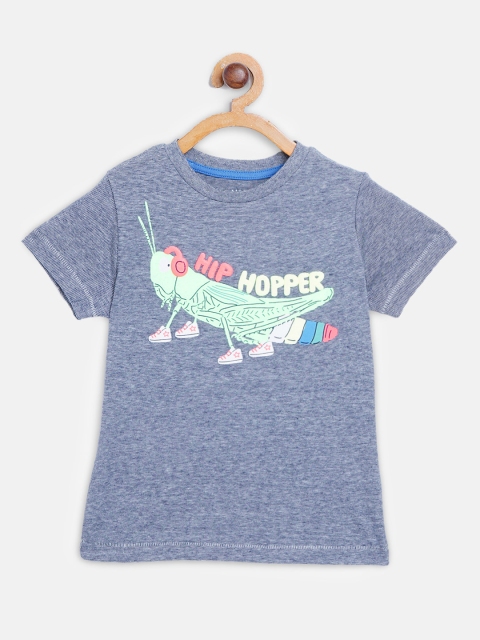 

Marks & Spencer Boys Navy Blue Sustainable Grasshopper Print Cotton Round Neck T-shirt