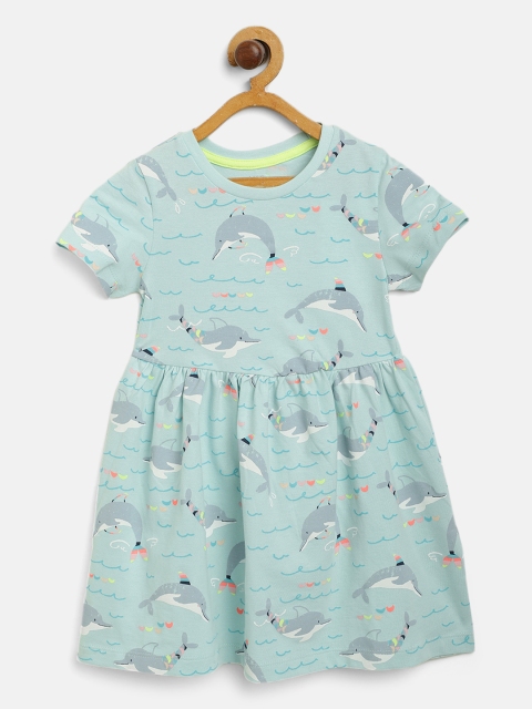 

Marks & Spencer Girls Blue & Grey Dolphin Print Organic Cotton A-Line Dress