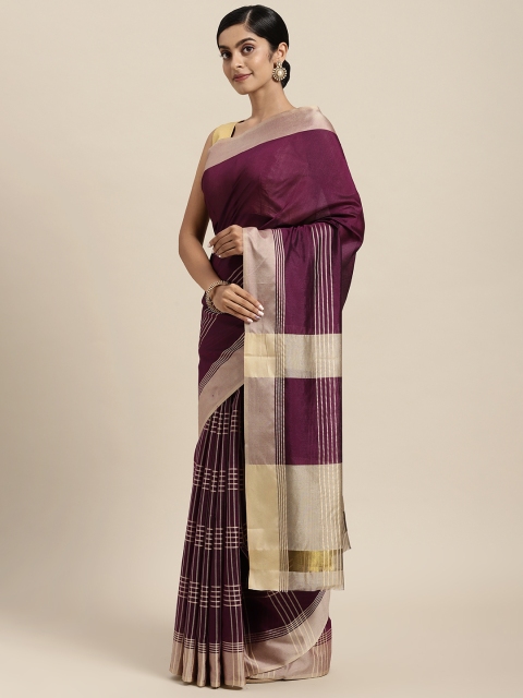 

Rajesh Silk Mills Burgundy & Beige Checked Silk Cotton Saree